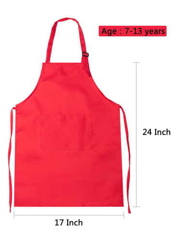 SATINIOR 8 Set Kids Apron and Chef Hat Set Kids Apron with 2 Pockets Adjustable for Boys Girl's Cooking Baking Painting