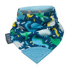 Cheeky Chompers 2-in-1 Baby Dribble Bib & Teether, Cotton, Reversible, One Size, Baby Dino, Model CCNCDINOF