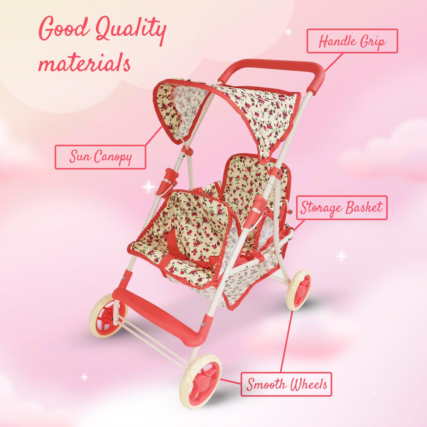 Double Doll Stroller For Baby Dolls Twin Dolls | Toy Doll Stroller For Toddlers, 4 Year Old, 5 Year Old Girls, 8 Year Old | 25