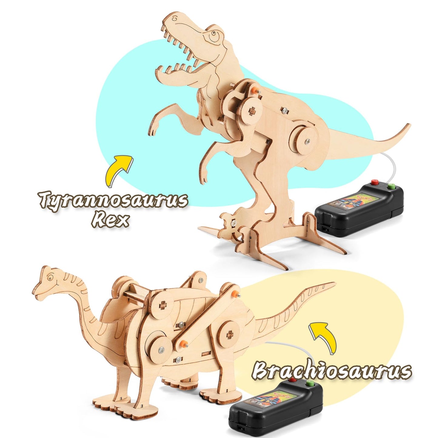 Dinosaur Stem Kits For Kids Ages 6-8-10-12, 4 In 1 Stem Projects, Wood Building Toys For Boys Age 8-12, Build It Yourself Woodwo