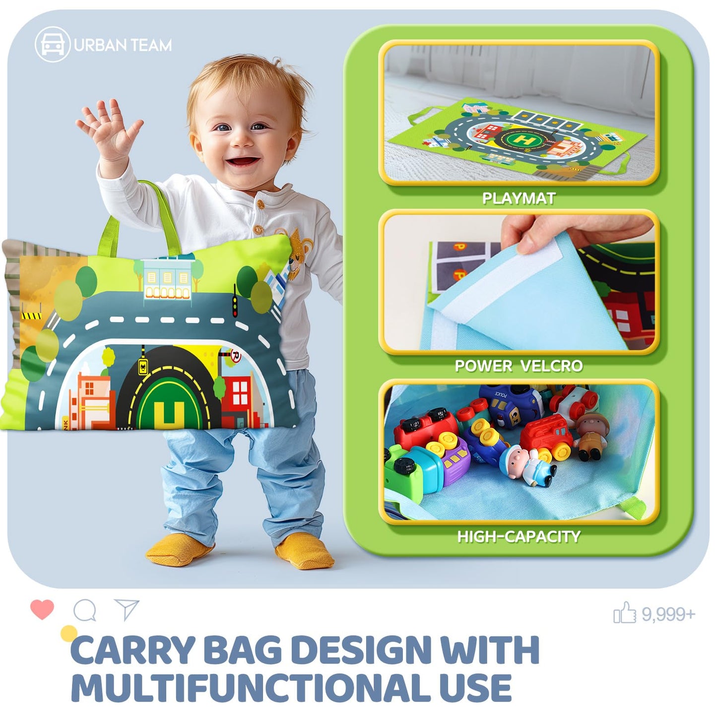 Bessome Soft Rubber Cars Toy For 1 Year Old Boy With Playmat (Storage Bag)|12 Pcs Cartoon Cars Baby Toys For 12-18 Months|Toddle