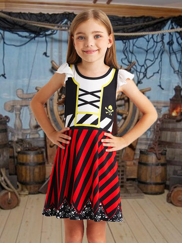 Eledobby Toddler Pirate Costume For Girls Pirate Dress Kids Halloween Outfits Birthday Party Dresses Cosplay Buccaneer Outfit