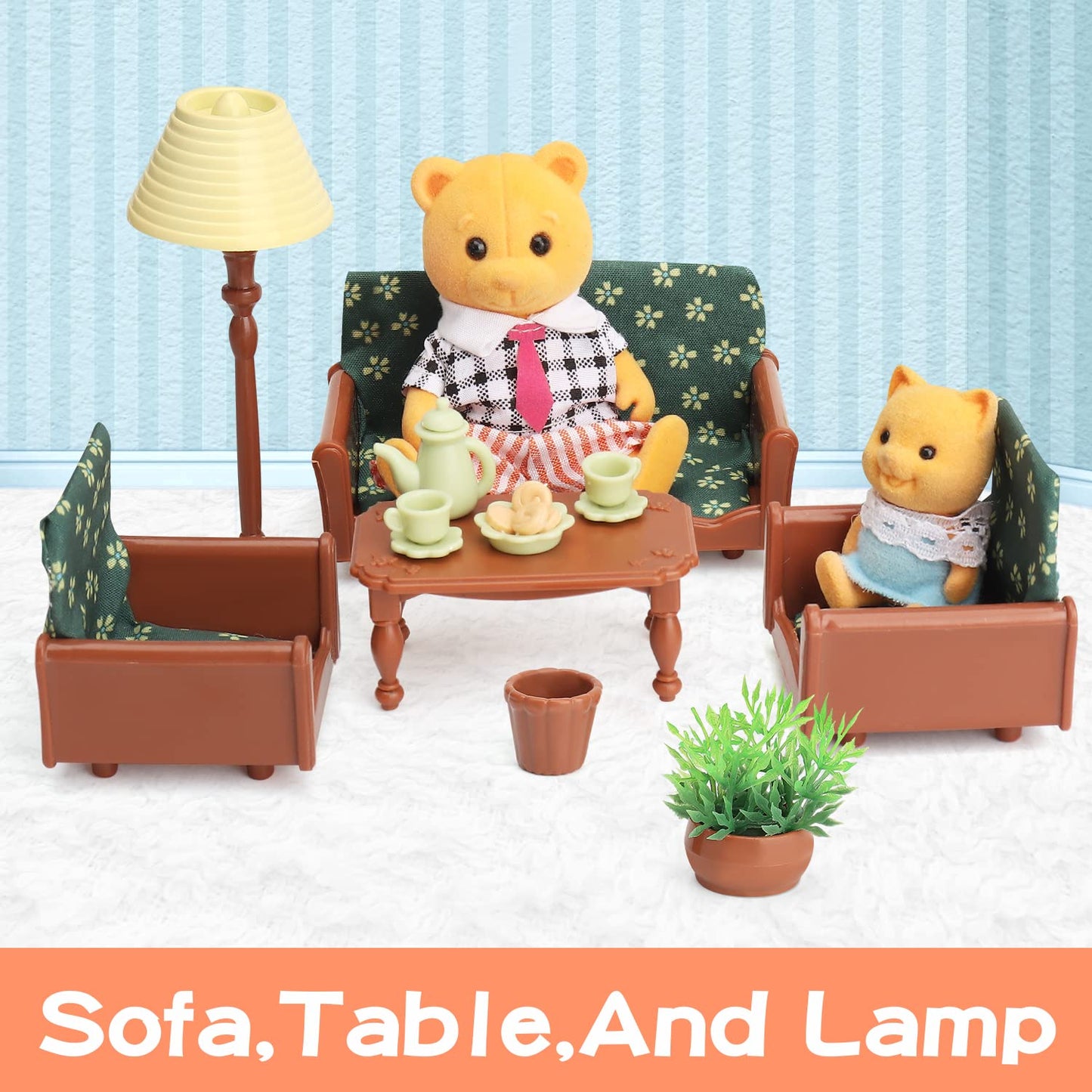 Dollhouse Furniture Set For Kids Toys Miniature Doll House Accessories Pretend Play Toys For Boys Girls & Toddlers Age 3+ With Living Room