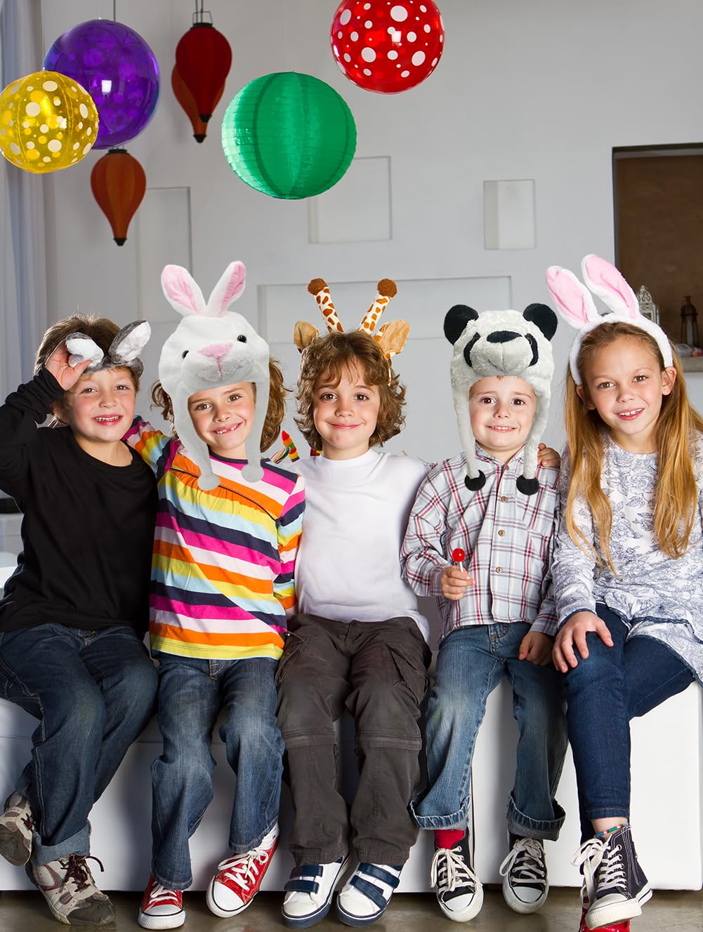 GADMEXILY Plush Bunny Animal Hat for Halloween Christmas, Cozy Funny Rabbit Hats Novelty Party Cap for Kids Girls Boys - One Siz