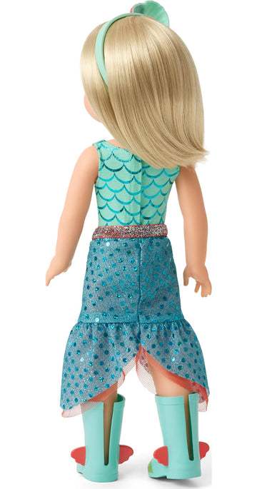 American Girl WellieWishers 14.5 Camille Doll - Blue Leotard, Mermaid Skirt, Headband & Boots, Ages 4+