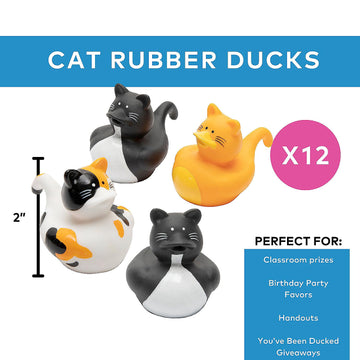 Fun Express 12 Pieces Vinyl Cat Rubber Duckies