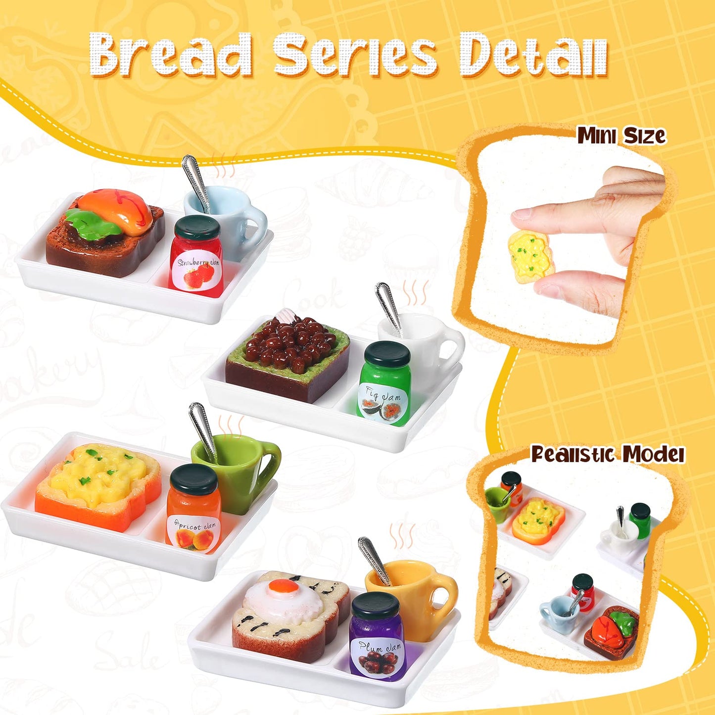 50 Pieces Dollhouse Miniature Fast Food Accessories Set Mixed Resin Food Drink Mini Hamburger Fries Juice Milk Bread Jam Cup Doll Kitchen Pretend Play For 1:12 Dollhouse And Cake Toppers Decor