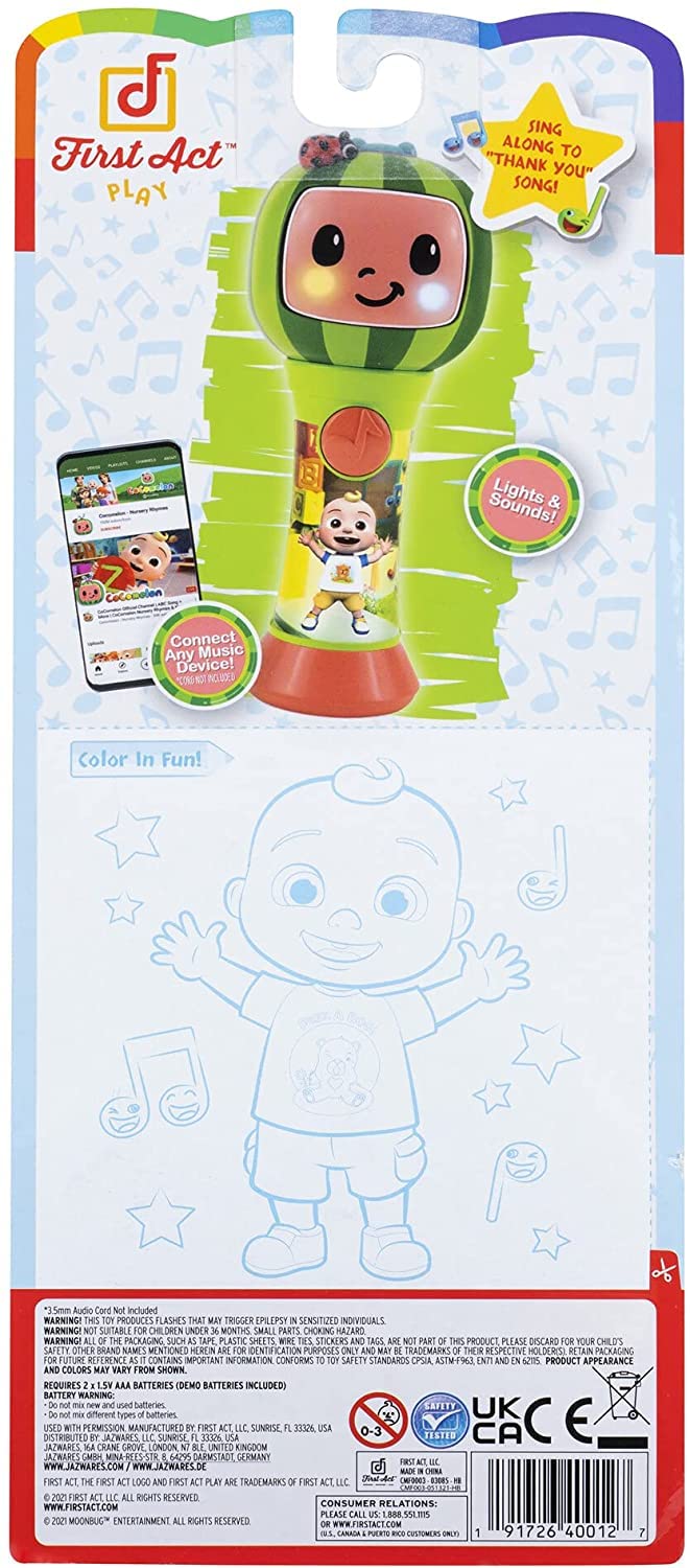 First Act Discovery Cocomelon Musical Sing-Along Microphone Plays Clips Of The ‘Thank You’ Song - Musical Instruments For Kids, Toddlers, And Preschoolers