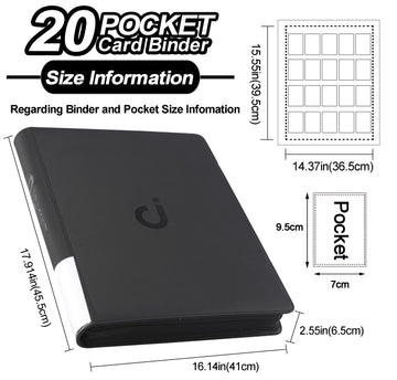 D DACCKIT Premium 2000 Pocket Card Binder - 20 Pocket TCG Album, Faux Leather, Classic Black, Model A, Medium Size