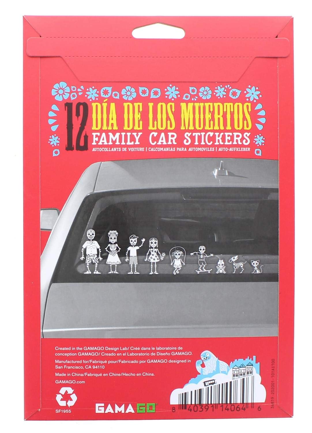 GAMAGO Dia De Los Muertos Car Stickers,One Size