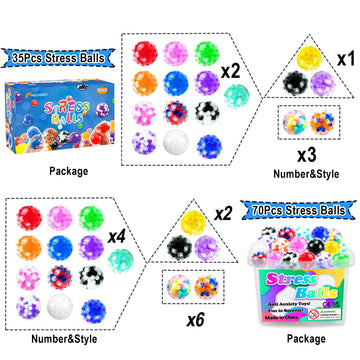 Stress Balls, Squishy Squeeze Balls Bulk, Small Sensory Balls, Adhd Stress Relief For Adults , Classroom Prizes, Party Favors, B