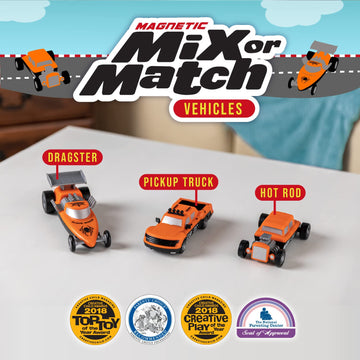 POPULAR PLAYTHINGS Mix or Match Vehicles, Magnetic Toy Play Set, Race Cars