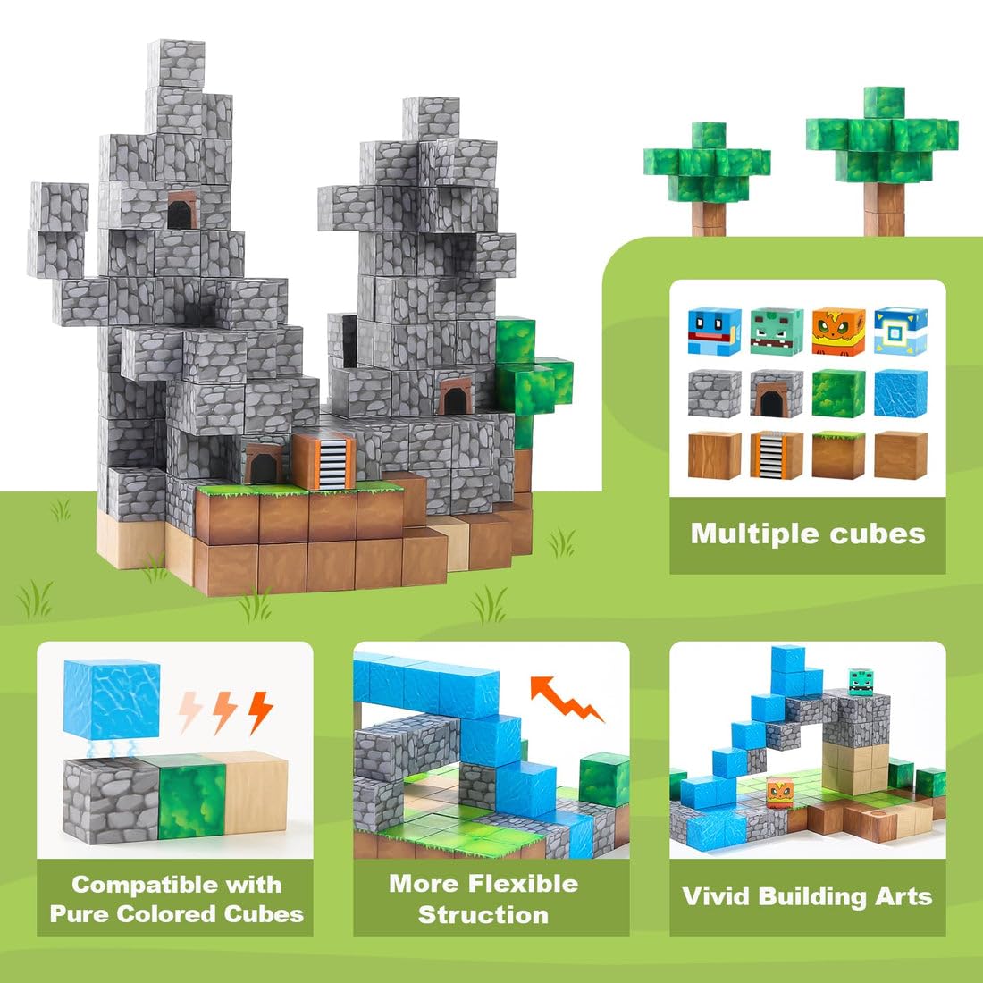 Lvhero Magnetic Blocks- Kids Building Blocks Toddler Toys Stem Sensory Magnet Construction Toys For 3+ Year Old Boys & Girls Christmas Birthday Gift