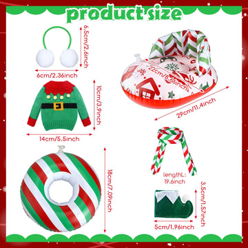 Cindeer 6 Pcs Christmas Elf Doll Accessories Set Includes Doll Clothes Sweater Ear Muffs Scarf Shoes Sleigh Snow Ring Set For 11.5 Inch Doll (Red Green Stripe)