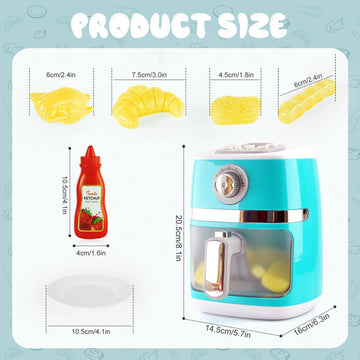 Acrofek Toy Air Fryer For Kids, Color-Changing Kids Kitchen Playset Accessories,Pretend Play Food.Kids Kitchen Playset With Soun