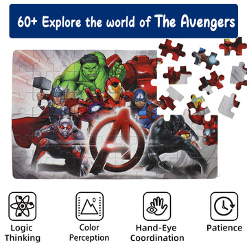 Jigsaw Puzzles For Kids Ages 4-8,60 Pieces Marvel Superhero Hulk Avengers Puzzle Toys For Children Girls And Boys,Learning Educa