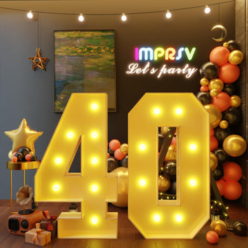 Imprsv 3Ft Marquee Numbers, Marquee Light Up Numbers 40Th Birthday Decorations For Women Men, Large Light Up Numbers 40Th Birthd