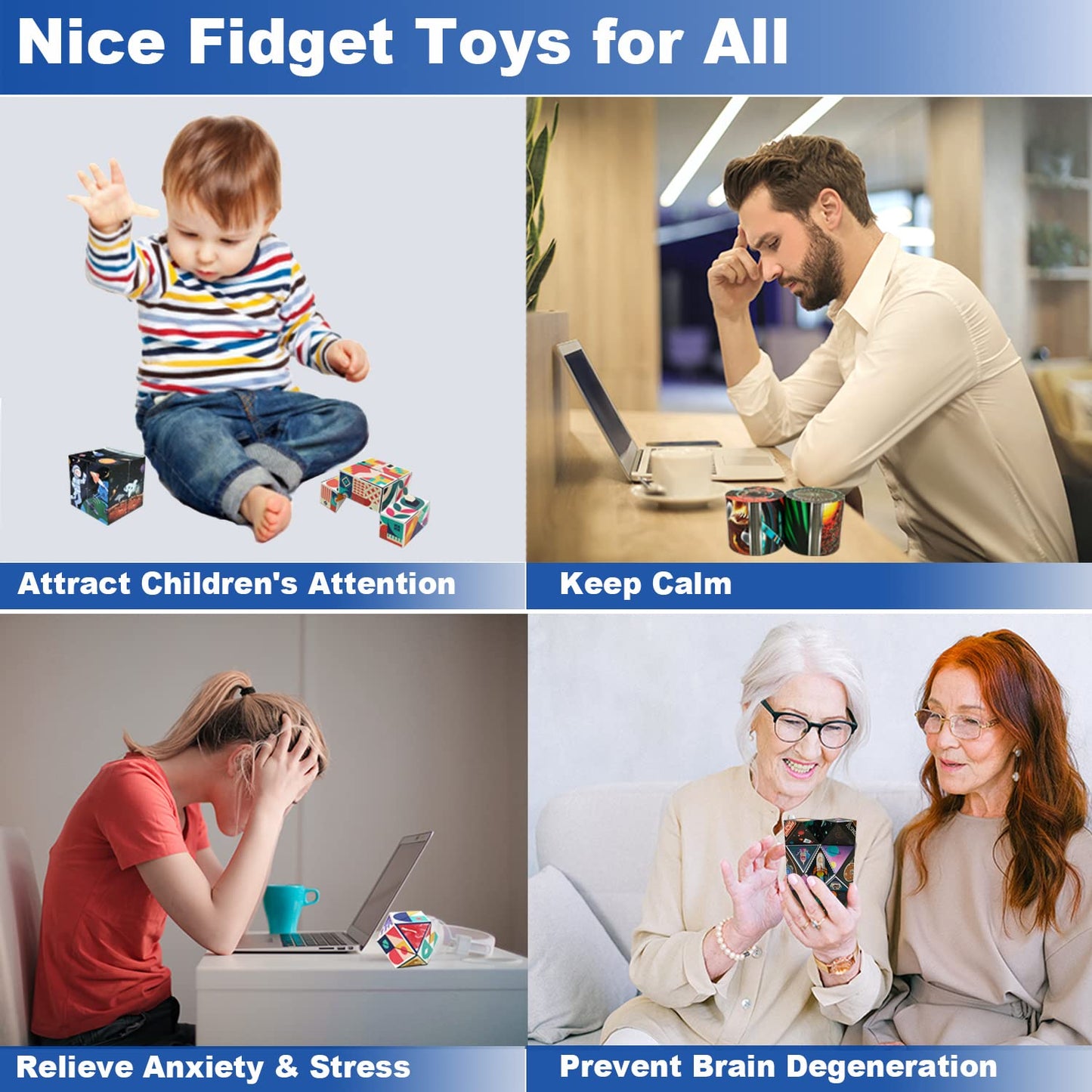 3D Flips Magic Cube Set 3 Pack Infinity Cube Fidget Toys Transforms Puzzle Cubes for Stress Anxiety Relief and Kill Time Nice Gifts for Kids and mature-themeds