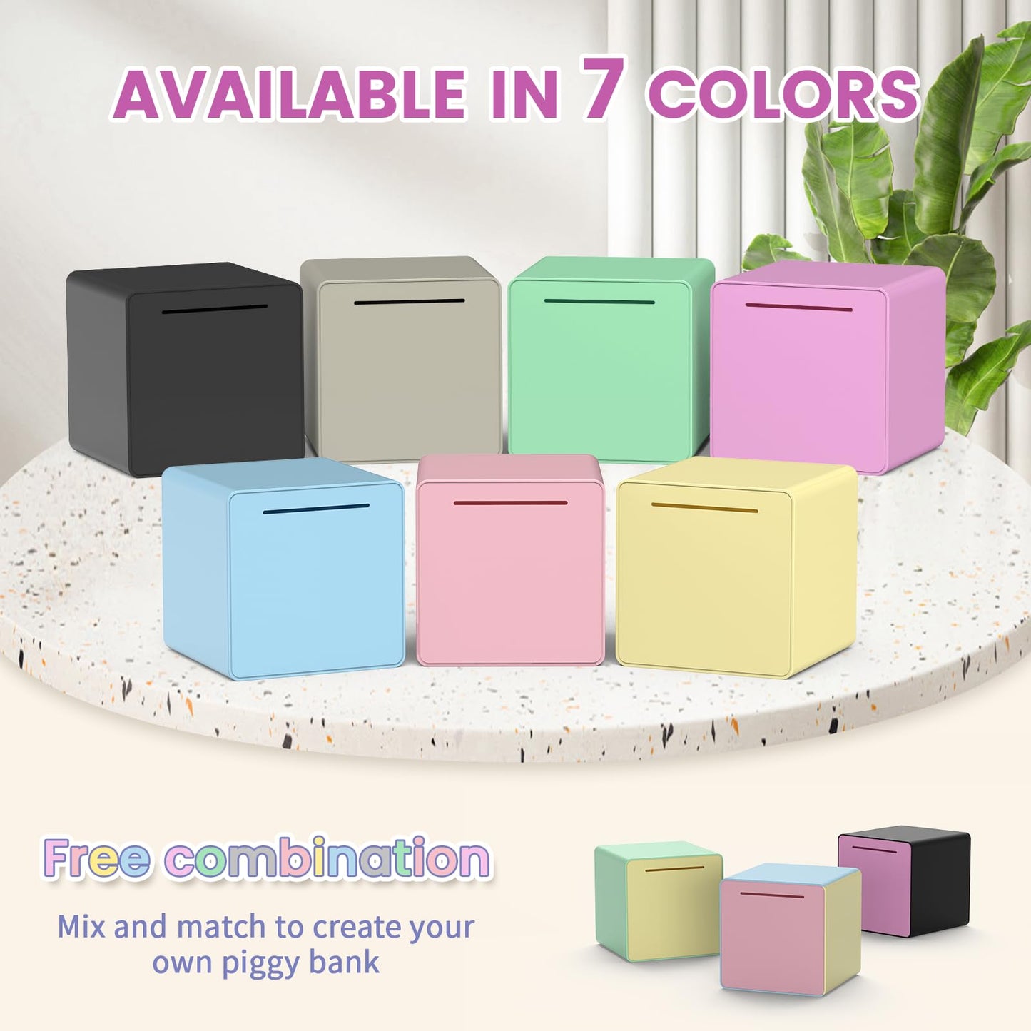 6 Piggy Bank for mature-themeds 2024NEW Must Break to Open mature-themed Piggy Bank for Cash Interactive DIY Assembled Unopenable Money Savings Box (Pinkish Purple)