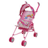 Baby Alive Doll Stroller - Pink & Rainbow - Fits Dolls Up to 24" - Retractable Canopy, Safety Harness - Model T709036