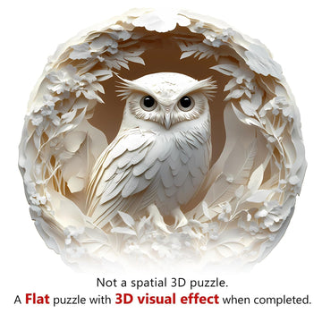 Wooden Puzzles for mature-themeds Flat Puzzle with 3D Visual Effect Paper Carved Owl Puzzle Wooden Jigsaw Puzzles for mature-themed Unique Shape Wood Puzzles mature-themed Wall Art Canvas Puzzle (L-13.4*13.1in-290pcs)
