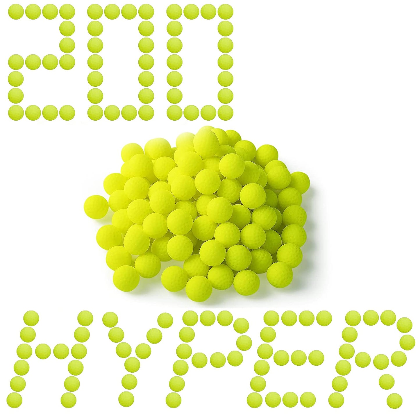 200 Rounds Refill Balls Ammo For Nerf Hyper Blaster Series Stock Up Hyper Games (Not Rival Compatible)