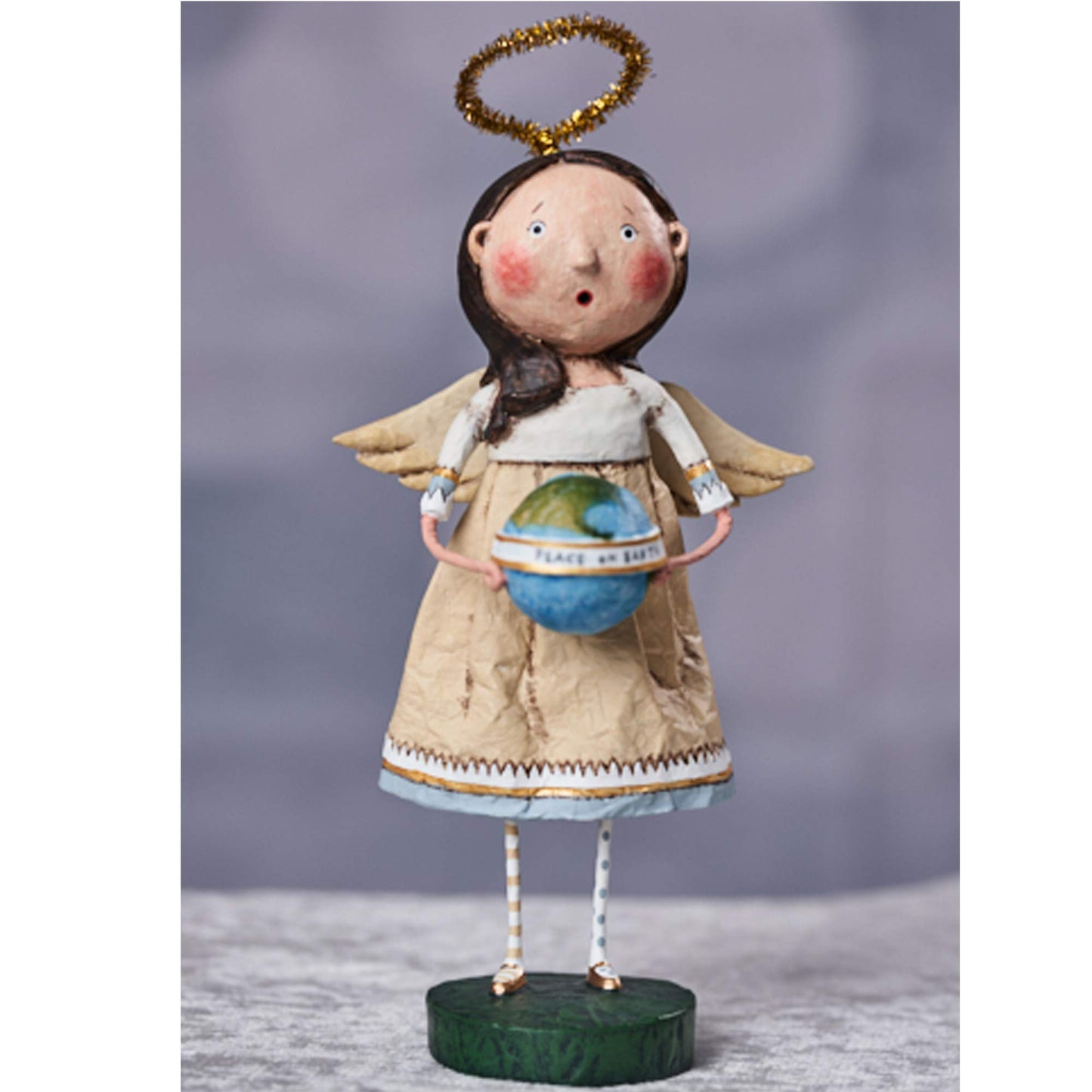 Lori Mitchell Angel Of Peace Polyresin World Globe Christmas 11170