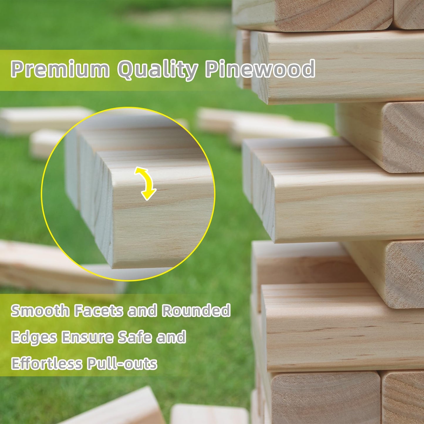 Gorock Giant Tumble Tower, Indoor Outdoor Stacking Timber Games For Kids Adults Family, 60 Pcs Wooden Block Building Family Game