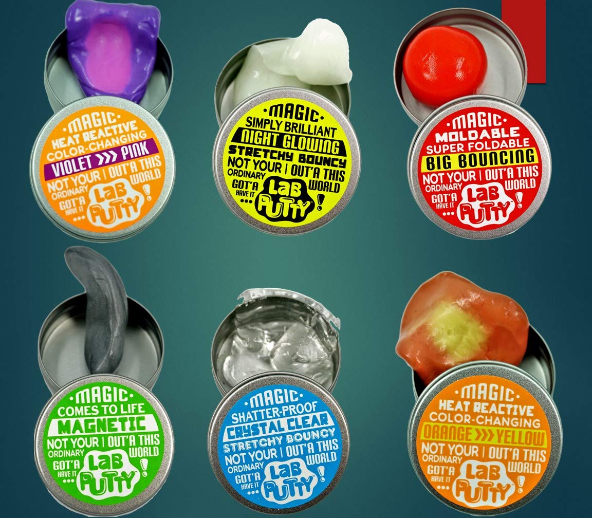 Ja-Ru Lab Putty Bundle Set Glow In The Dark Slime, Clear Putty, Bouncing Putty, Magnetic Putty, Color Changing Putty For Kids (2 Pack, 6 Units) Slime Party Favors For Kids. 9580-2P