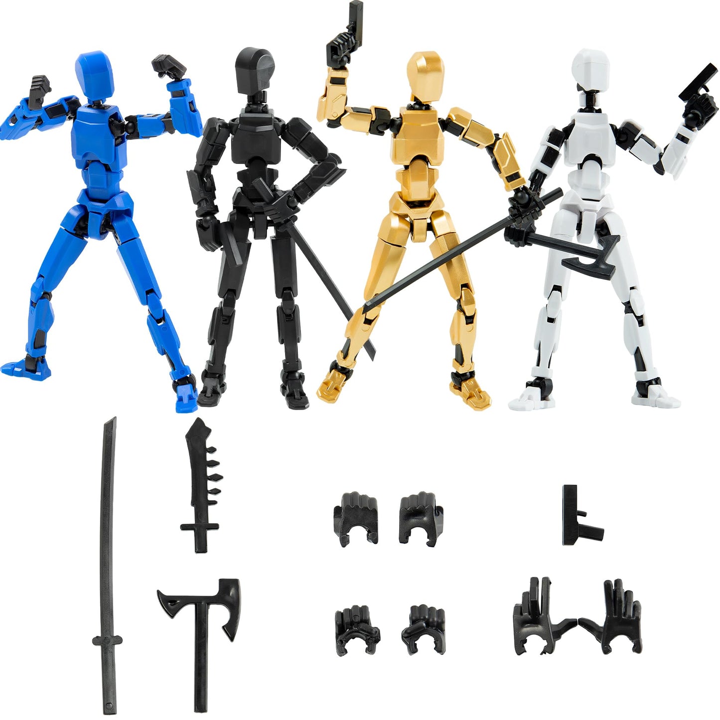 Sulliwayu 4Pcs Assembled Titan T-13 Action Figures Set Lucky Dummy Nova 13 Action Figure Robot Stick Figures Fidget Toys For Boy