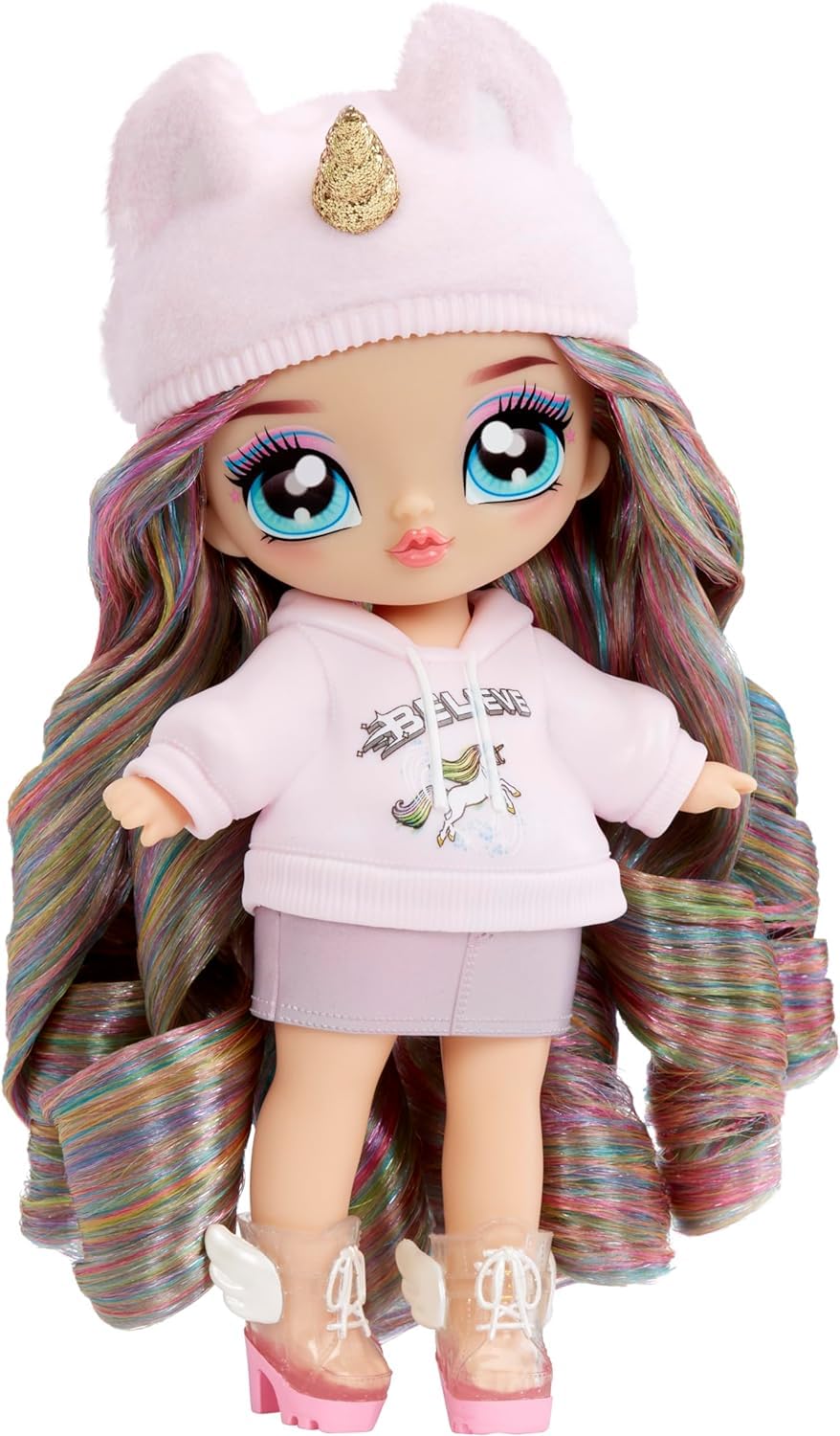 Na! Na! Na! Surprise 3-In-1 Backpack Bedroom Unicorn Playset Britney Sparkles Fashion Doll, Fuzzy Pink Unicorn Backpack, Closet With Pillows & Blanket, Kids Gift Ages 4 5 6 7 8+