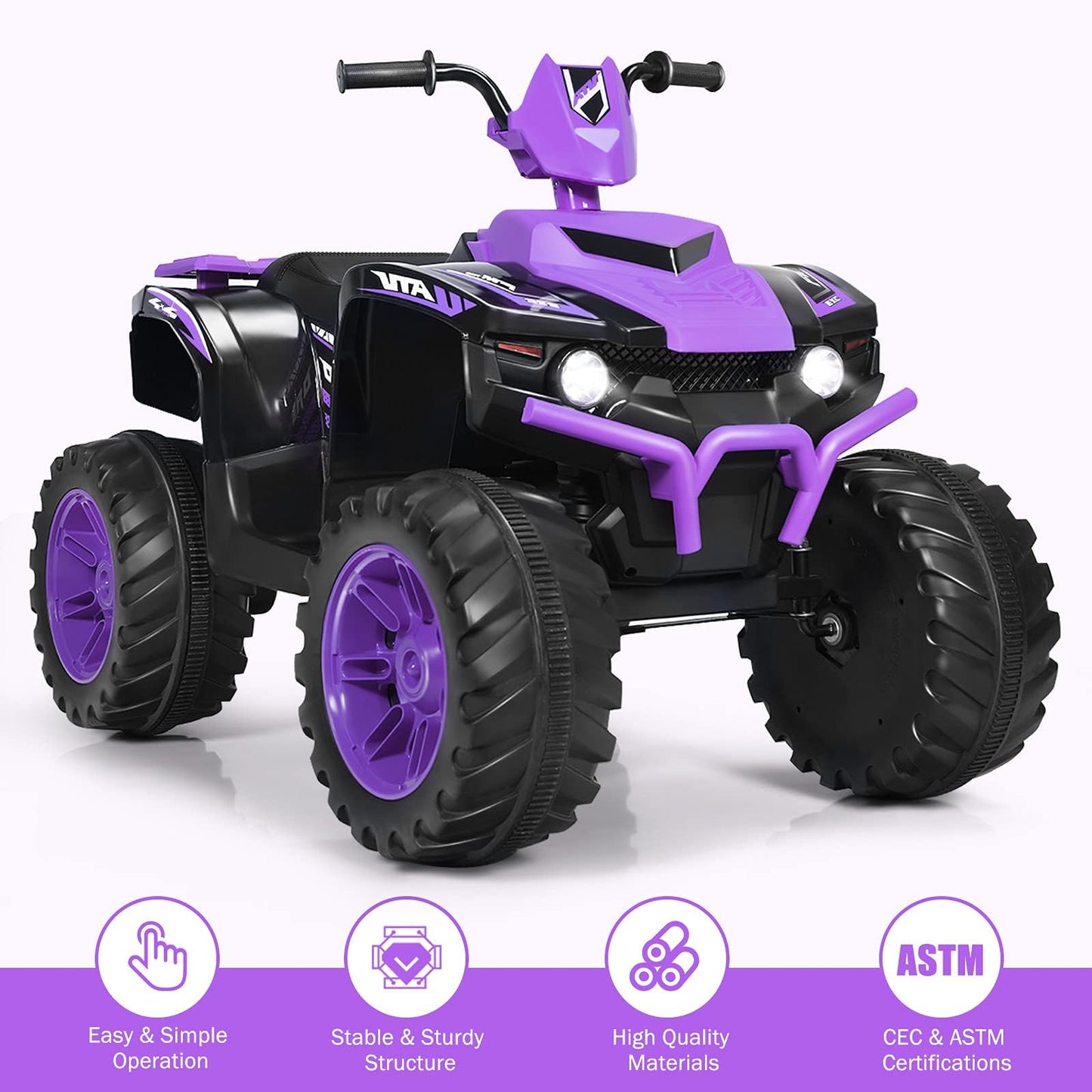 Olakids 12V Kids Ride On Atv, 4 Wheeler Electric Vehicle For Toddlers, Battery Powered Motorized Quad Toy Car For Boys Girls Wit