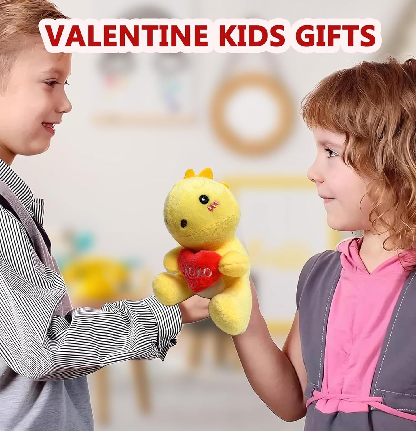 Bombpark 6Pcs Cute Dinosaur With Red Heart Plush Toys,Dinosaur Stuffed Animals,Unique Valentine'S Day Gifts For Kids,Valentine G