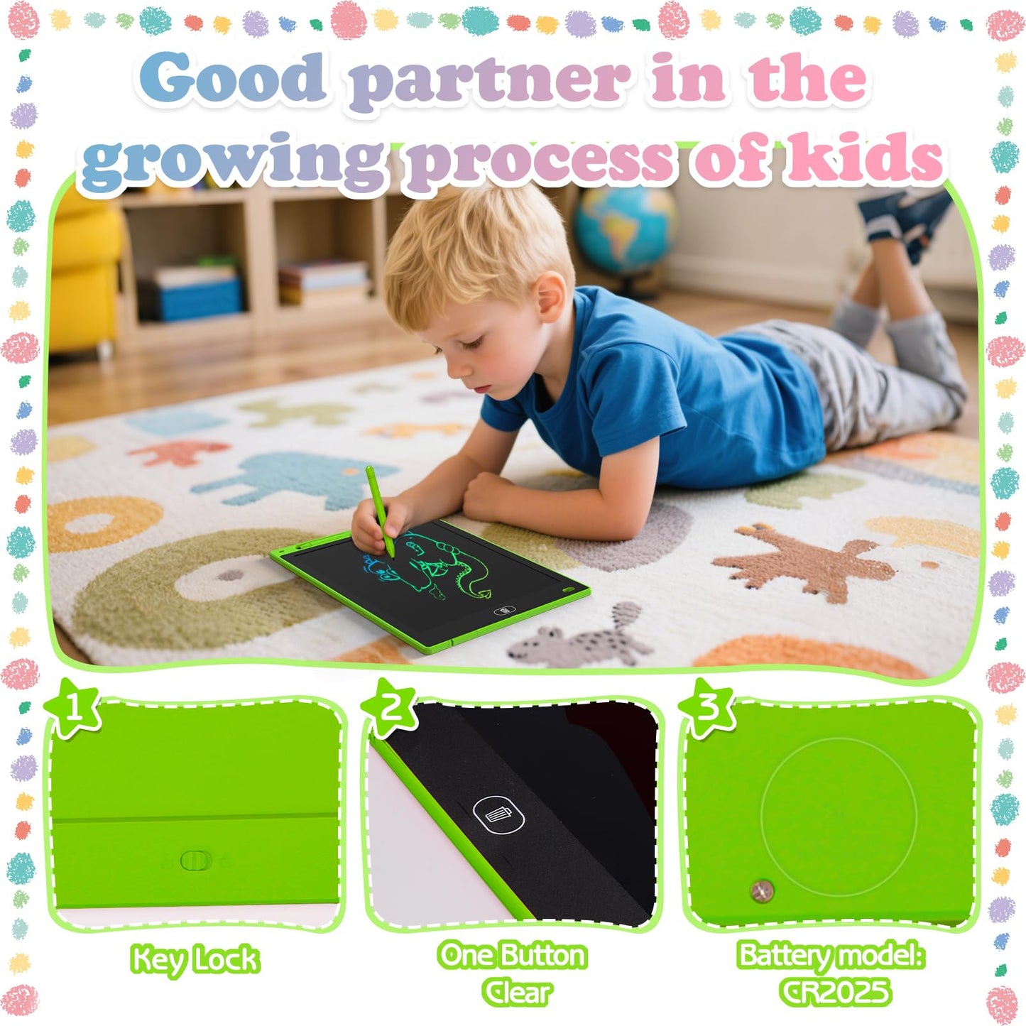 KTEBO 2 Pack 10 Inch LCD Writing Tablet for Kids,Electronic Drawing Pad and Doodle Board for Ages 3-8,Birthday and Christmas Gif