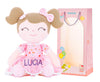 Gloveleya Personalized Floral Pink Plush Doll - Custom Soft 16 Inch Doll for Girls