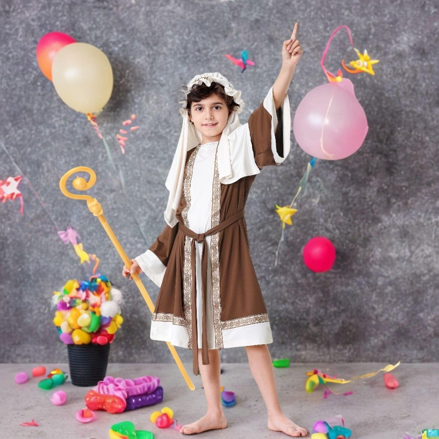 AGCOAH Joseph Costume for Kids,Saint Robe for Boys,Biblical Nativity Outfit,Sherherd Halloween Church Cosplay(47 INCH (5-6Y))