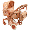 The New York Doll Collection Convertible Baby Doll Stroller, 12x25x25 in, Beige Butterfly, Metal, Model A227-A246-A252