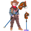 Stick horse, Hobby horse on a stick for kids ages 4-12 adjustable 30-52'' with Illuminated Silent Wheels Comfortable sponge wrap
