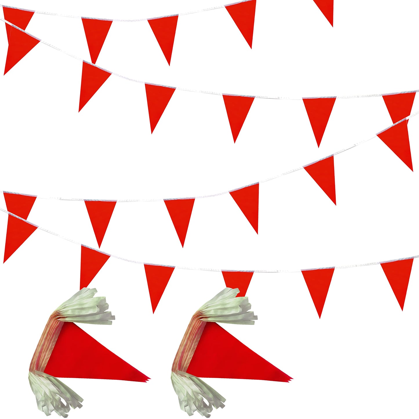 Lybutty 100 Feet Red Pennant Banners Flags String Hanging Triangle Bunting Flags,Party Decorations For Grand Opening,Kids Birthd