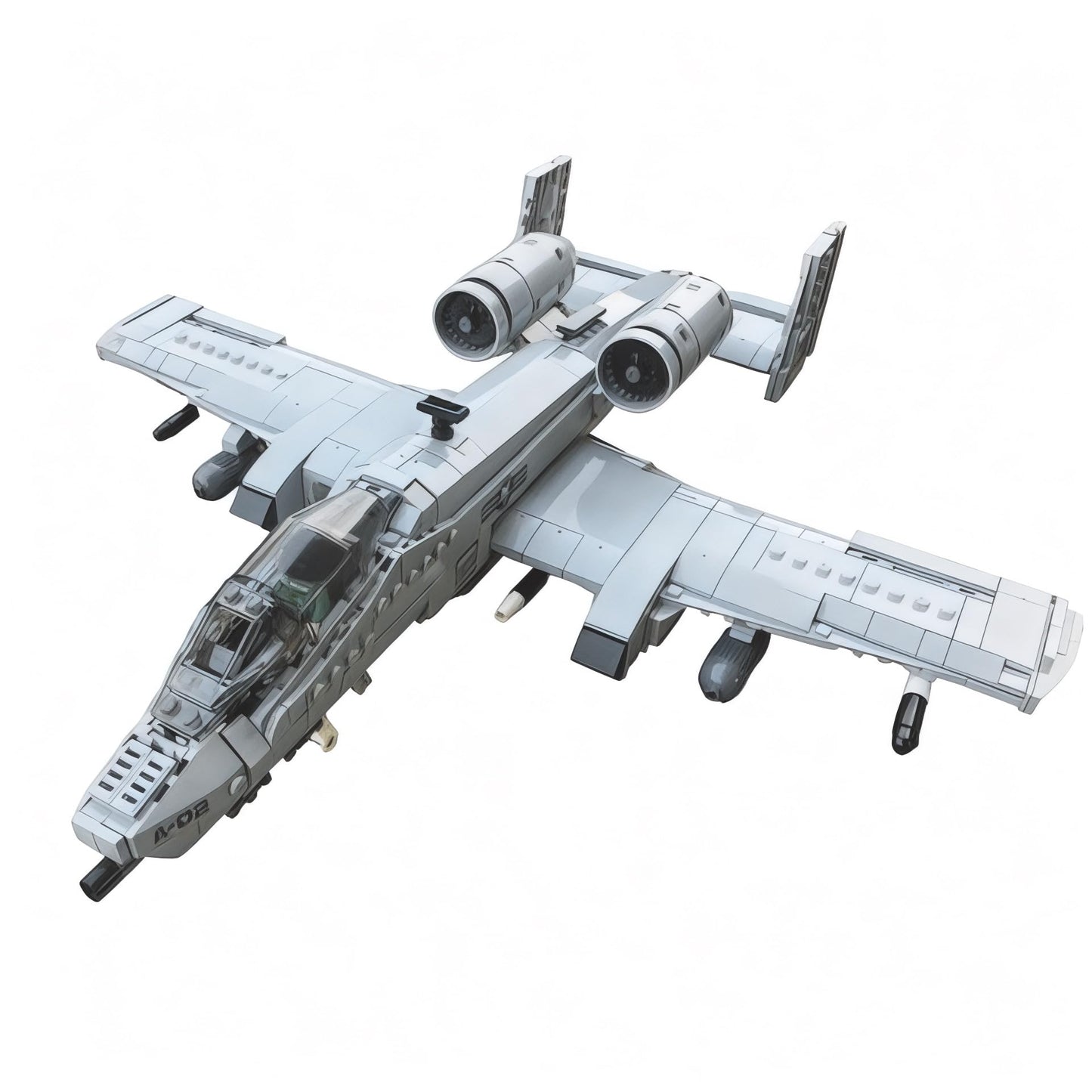 General Jim's A-10 Warthog Building Blocks Set, 931 Pieces, Large, Multi, Plastic, Cold War Attack Aircraft Model with Cockpit & Landing Gear