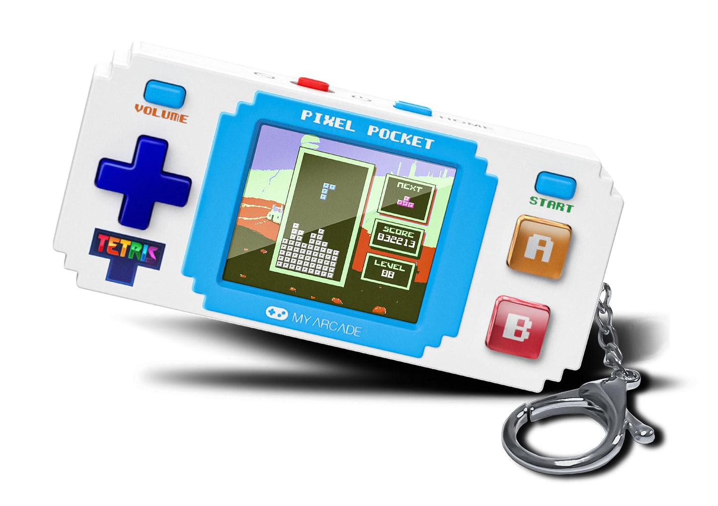 Tetris Pixel Player: Officially Licensed Tiny Tetris Video Game, Strategic Puzzle Game With 10 Bonus Games, Portable Keychain Arcade, Games For Kids And Adults