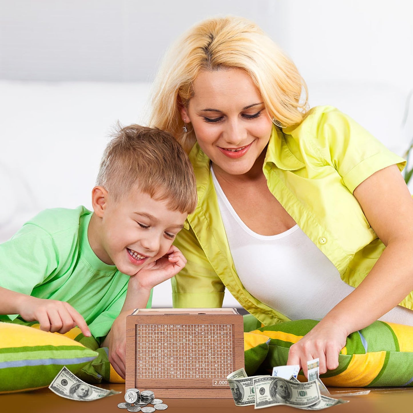 Money Saving Box piggy bank for mature-themeds 10000 savings challenge box wooden money box for cash 10 000 savings box Best Gift for Kids Boys Girls mature-themed Man Women Friends Valentine's Day gift($10000 Brown)