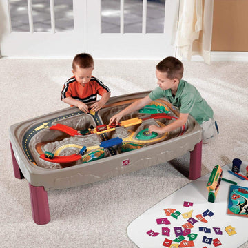 Step2 Deluxe Canyon Road Train & Track Table, Silver, 47" x 47" x 16", Model 754700, Plastic