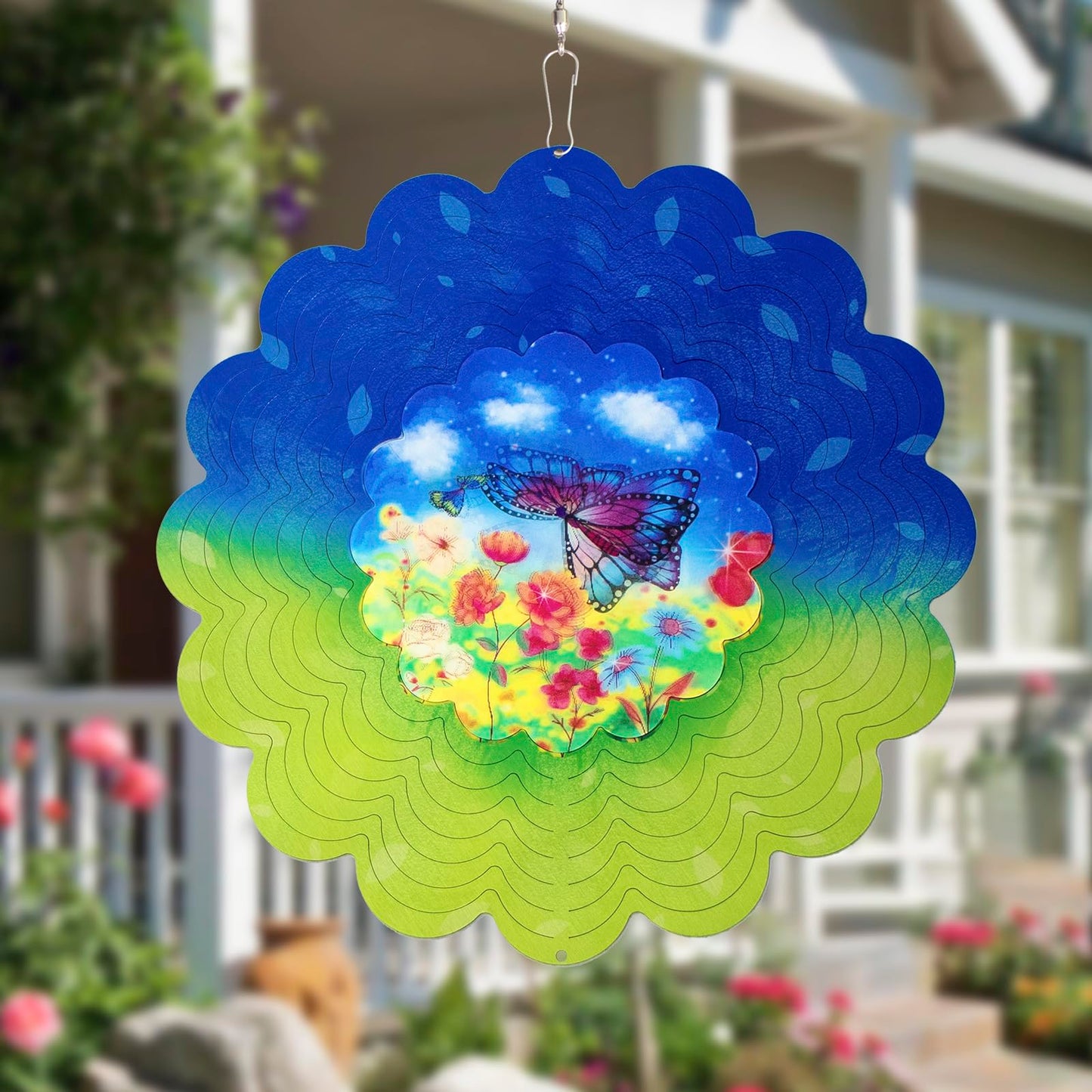 Butterfly Metal Wind Spinners - Butterfly Gifts For Women Mom Grandma Wife, Hanging Animations Wind Spinner For Outdoor & Indoor