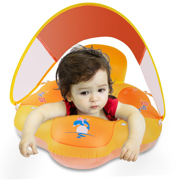 Myir Jun Baby Float With Canopy, Inflatable Pool Float Toddler Float Children Float For Pool Baby Swim Trainer Toddler Swim Floa