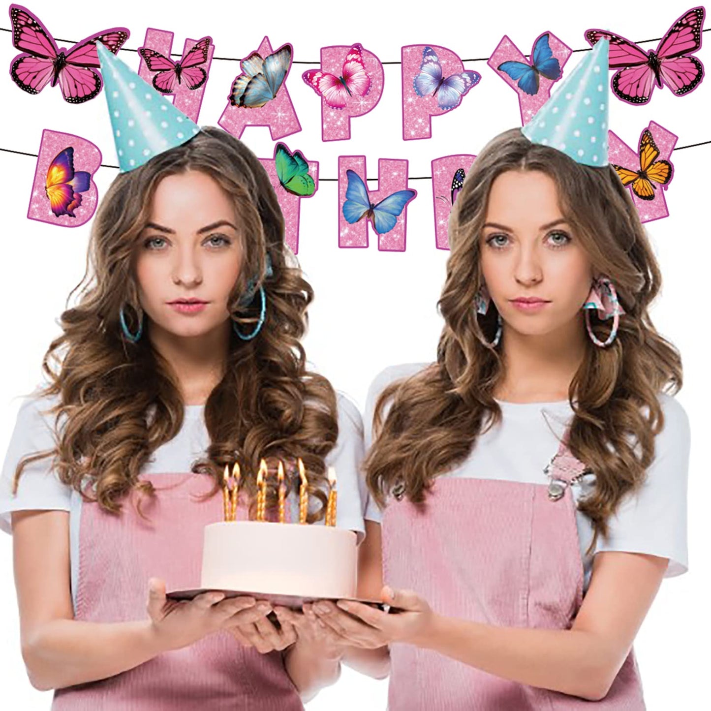 BIEUFBJI Butterfly Birthday Decorations Happy Birthday Banner Decor Fairy Happy Birthday Banner Fairy Garden Birthday Party Supp