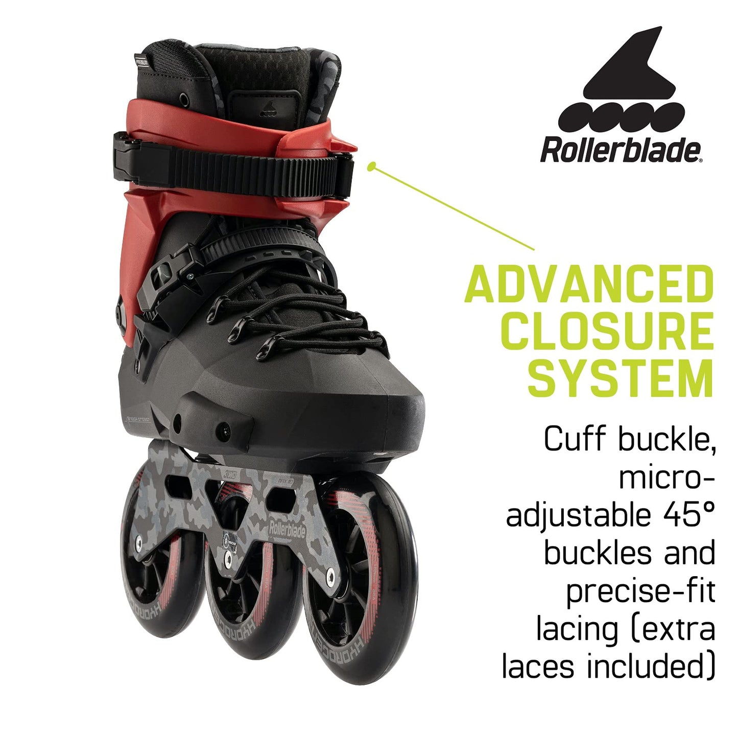 Rollerblade Twister 110 Unisex Fitness Inline Skates, Black/Red, Size 5/5.5, Urban Performance, Model 07220900741