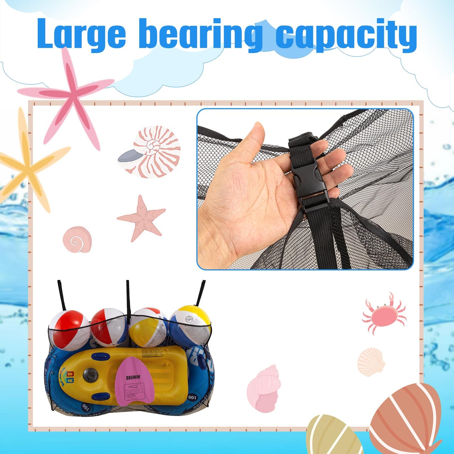 Pool Floats Storage Bag,Pool Float Toy Storage Mesh Bag,Water Tech Pool Pouch,Adjustable Swimming Pool Hanging Mesh Organizer Ne