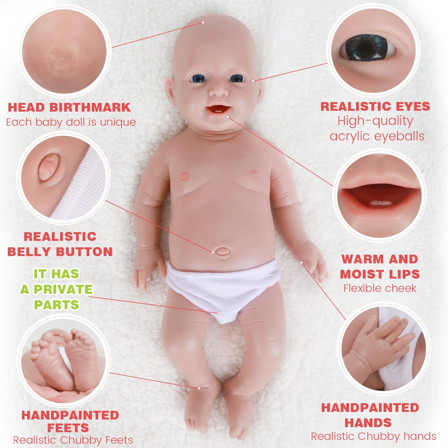 Ivita 20 Inch Platinum Full Silicone Baby Doll Boy,Not Vinyl Material Dolls,Real Baby Dolls,Soft Silicone Realistic Baby Doll