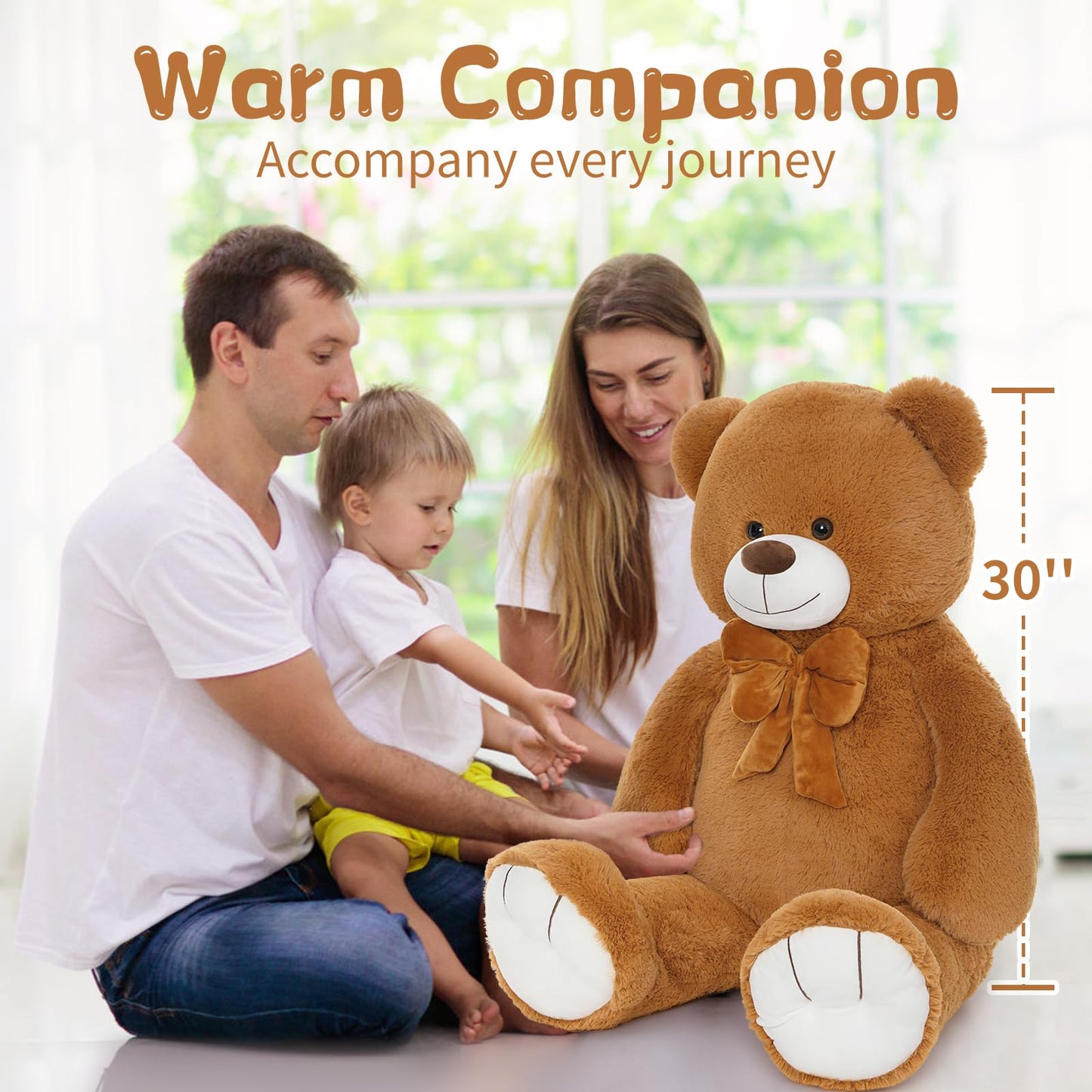 Morismos Giant Teddy Bear 4 Ft Stuffed Animal For Girlfriend,Cuddly Stuffed Big Bear Plush Toy For Valentines,47 Inches Big Stuffed Animal Bear Christmas Baby Shower For Boyfriend,Wife,Children